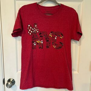 Disney Store NYC Print Minnie Mouse Bow Tee Red Large